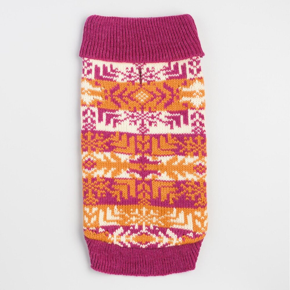 NWT size SMALL dog NEW sweater WORLD MARKET knit pet pink orange fair isle warm